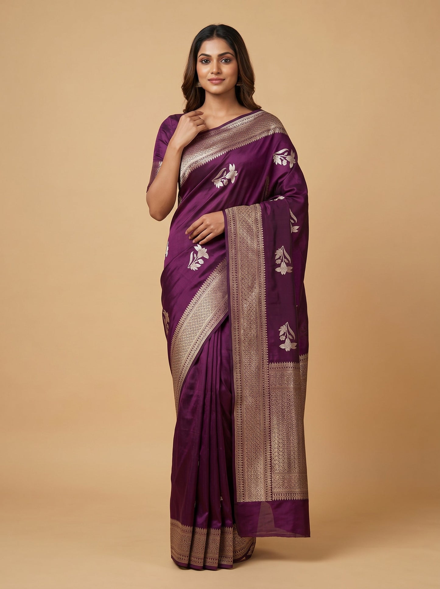 Wine Rich Weave Handloom Saree