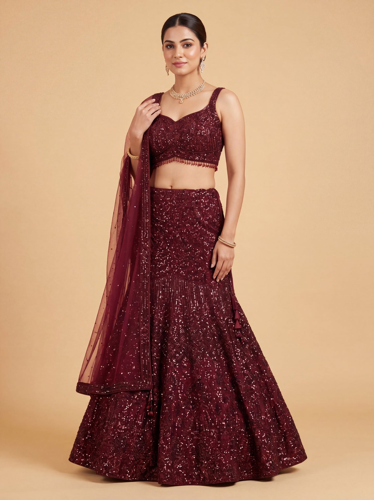 Wine Royal Bridal Lehenga