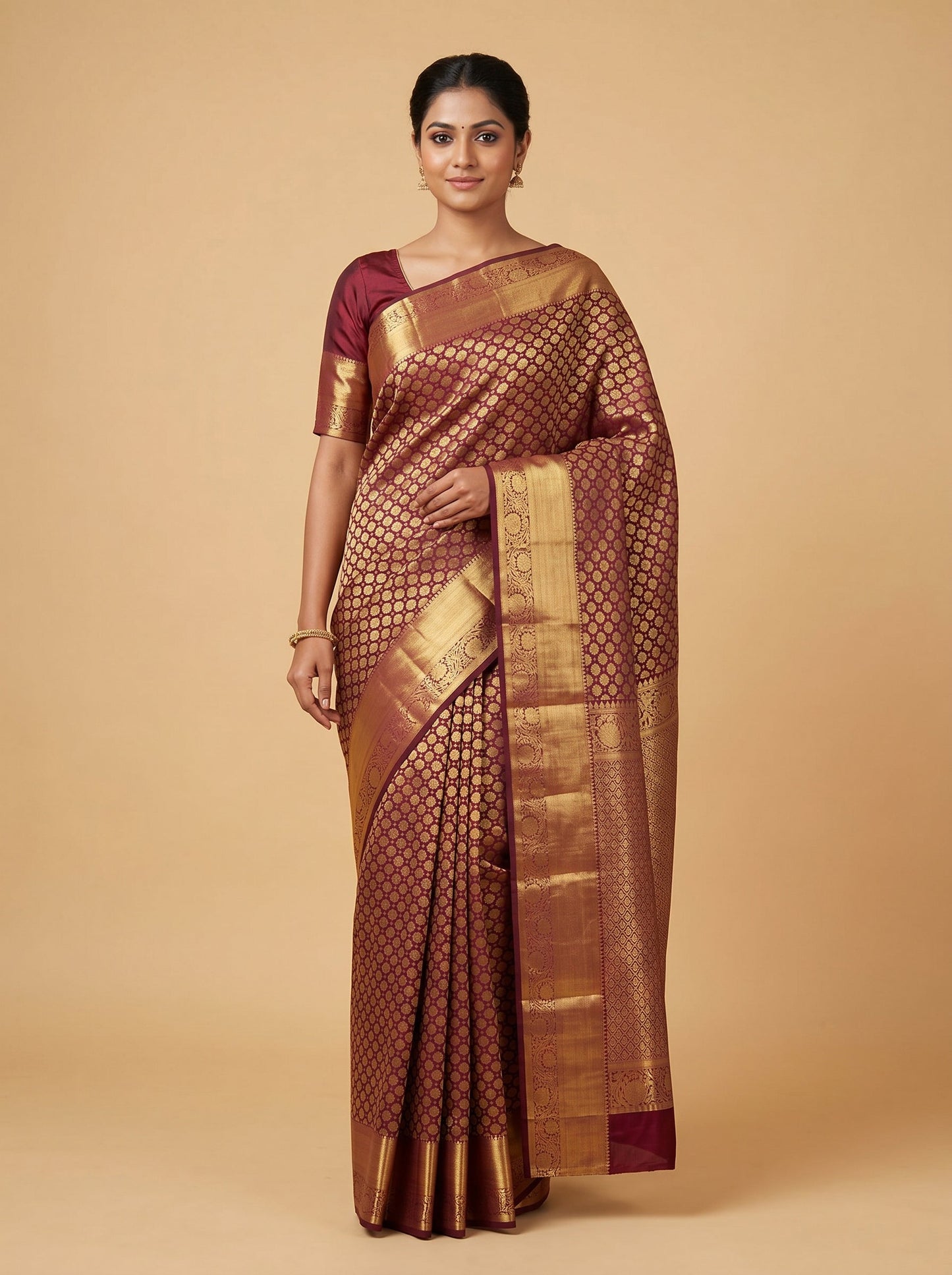 Wine Smooth Depth Handloom Saree