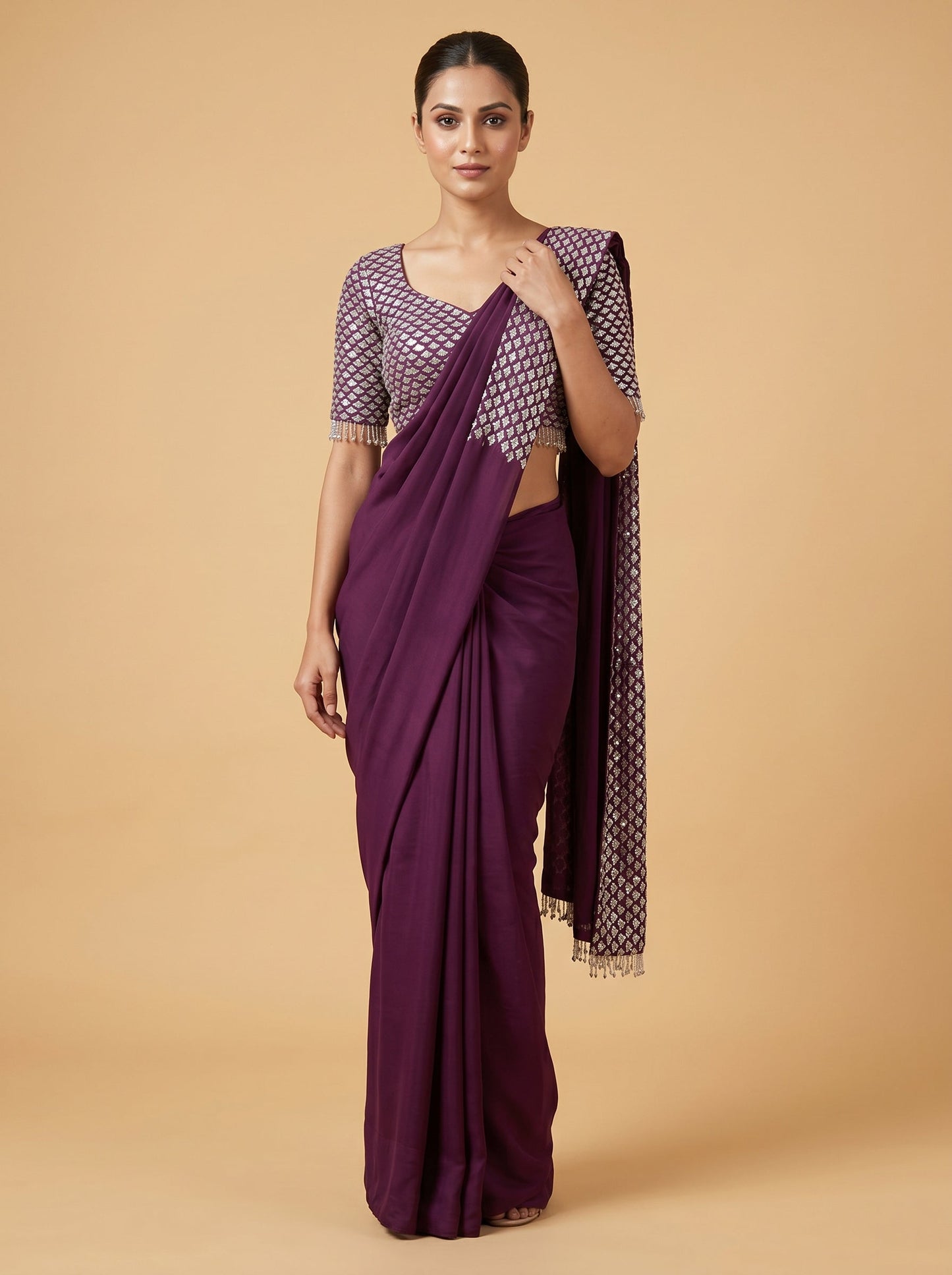 Wine Vivid Shade Saree