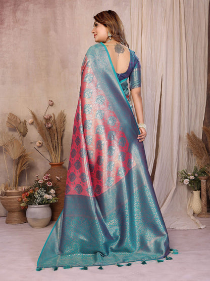 Aastha Fashion Aqua Banarasi Tissue Silk Weaving Saree