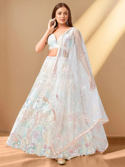 Tulsi Art Wonderful Off-White Sequins Net Reception Wear Lehenga Choli