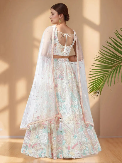 Tulsi Art Wonderful Off-White Sequins Net Reception Wear Lehenga Choli