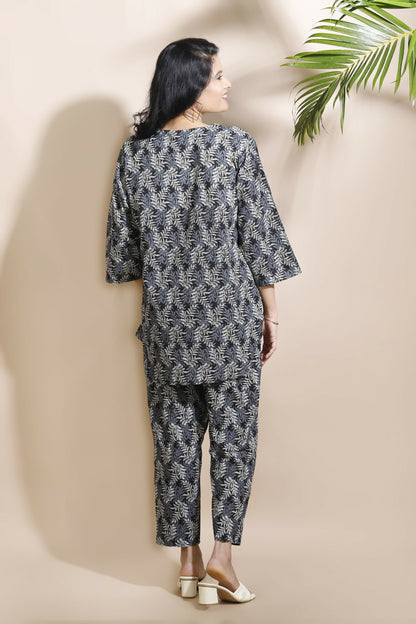 Breathables Abstract Cotton Co-Ord Set  Black