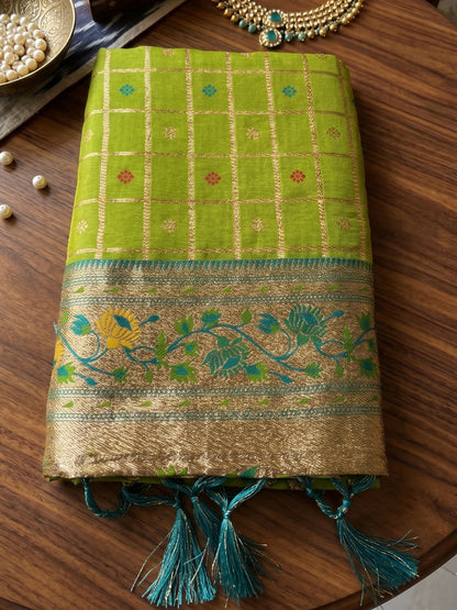 Shree Shyam Fashion Green Banarasi Silk Blend Saree