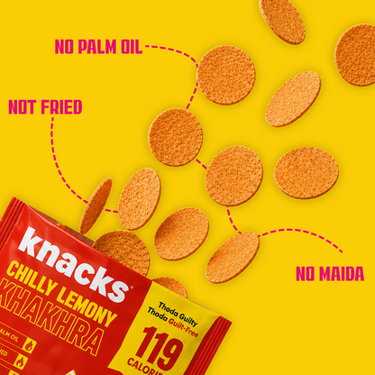 Knacks Coin Khakhra Crisps - Chilly Lemony Flavour