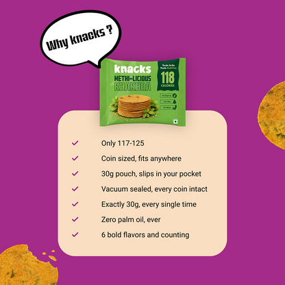 Knacks Coin Khakhra Crisps - Methi-Licious Flavour