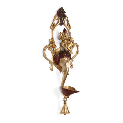 CraftVatika Ganesha Design Spiritual Brass Bell Oil Diya Lamp