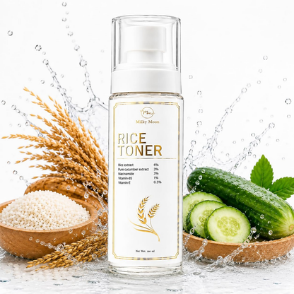 Milky Moon Rice Water Face Toner with Niacinamide & Ginseng For Clear, Glass Korean Skin