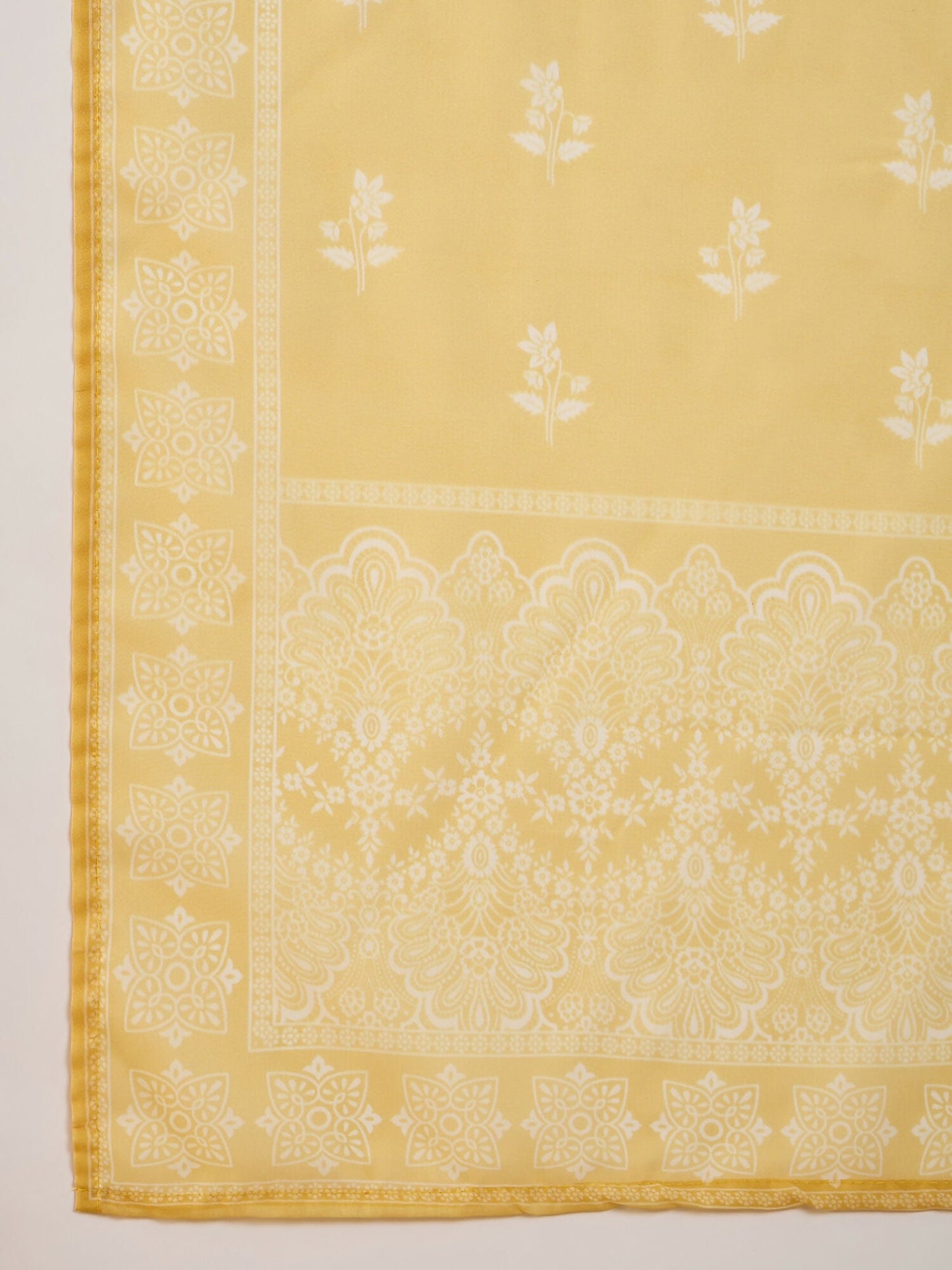 The52 Women's Gorgeous Rayon Fabric Printed Work Straight Kurta Pant and Dupatta Set-Yellow