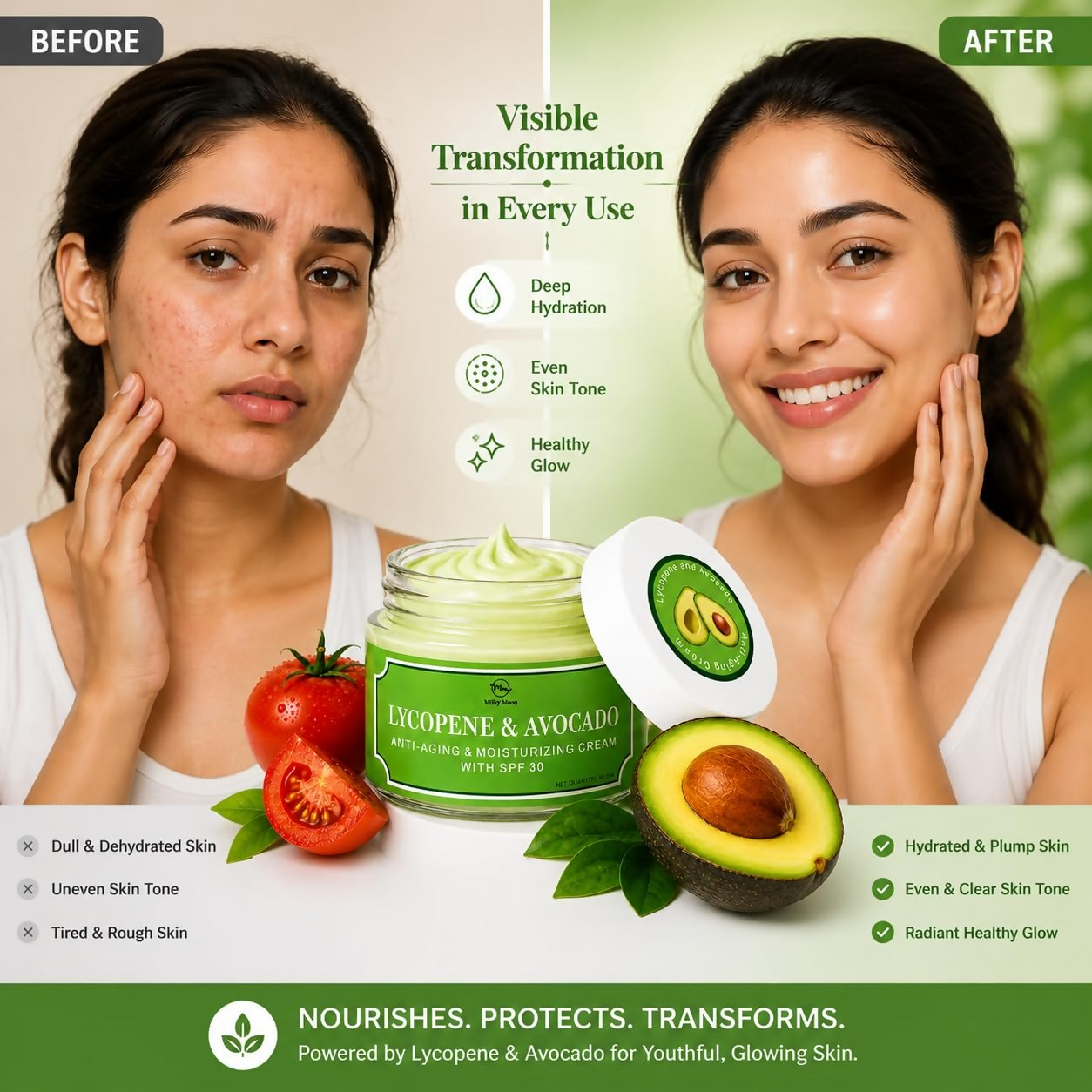 Milky Moon Lycopene & Avocado Anti-Aging & Moisturizing Cream with SPF 30