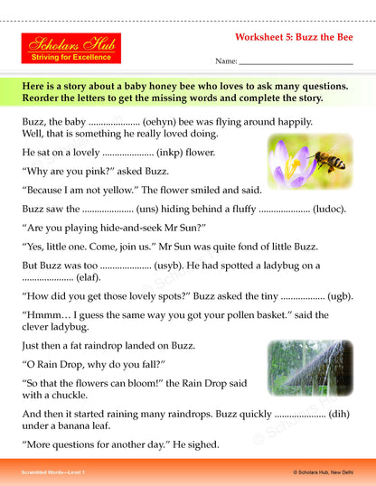 Step By Step Skills Scrambled Words-1(Tearble Colourful Worksheets)