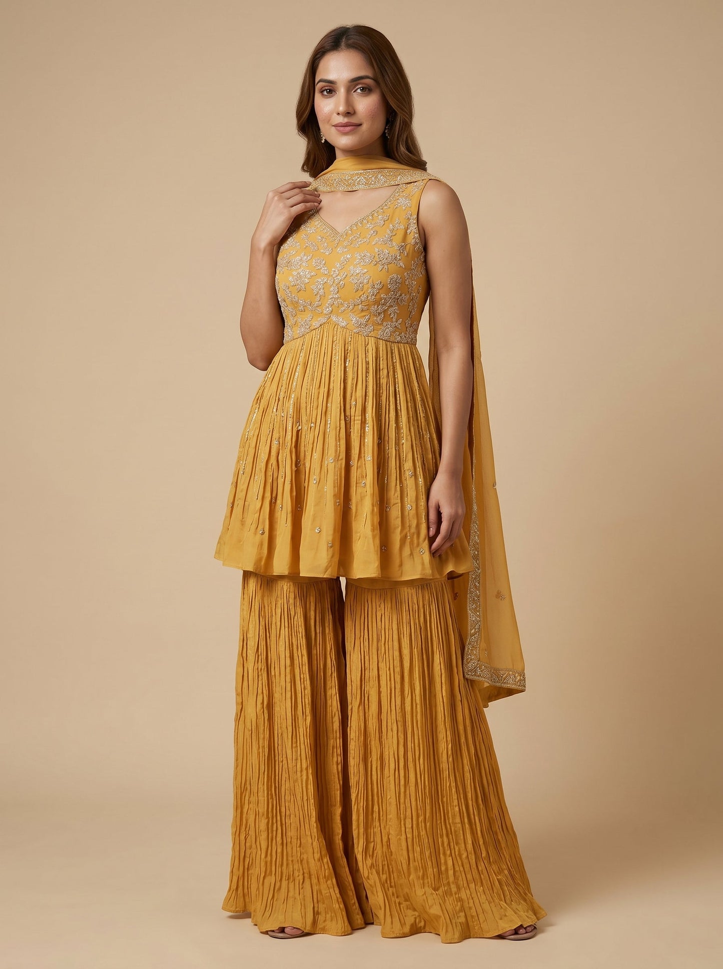 Yellow Beam Peplum Set