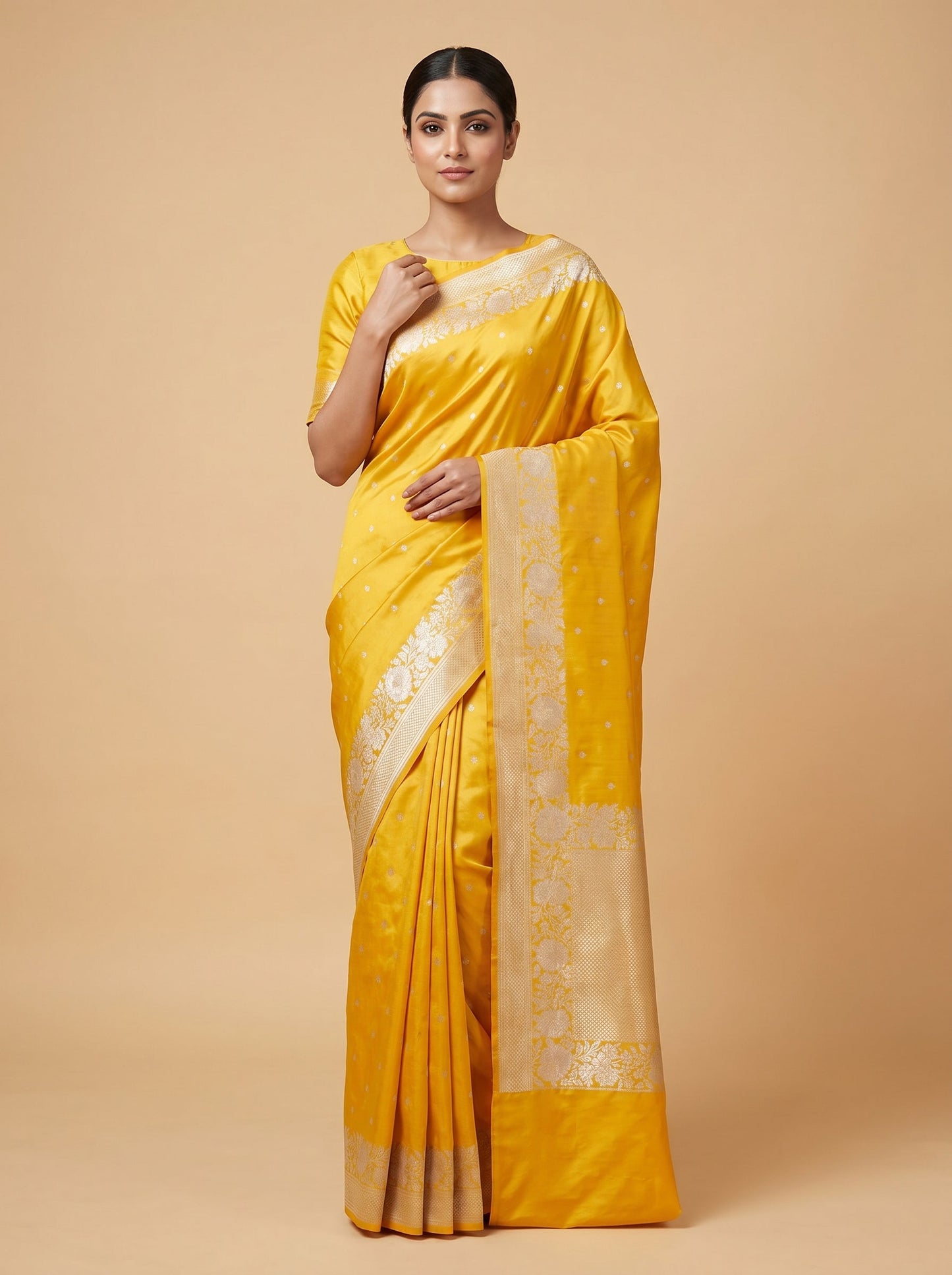 Yellow Bright Ray Handloom Saree