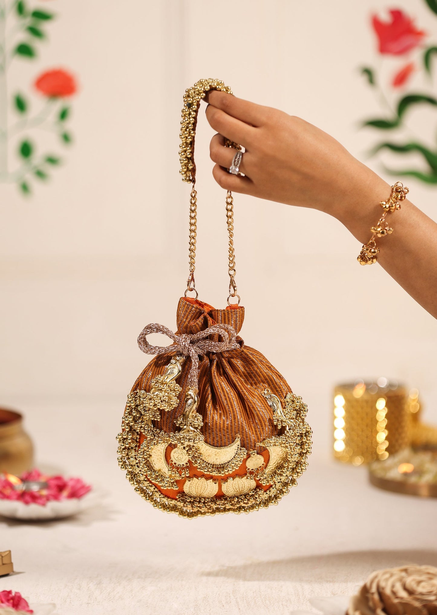 Yellow Cotton Potli Bag