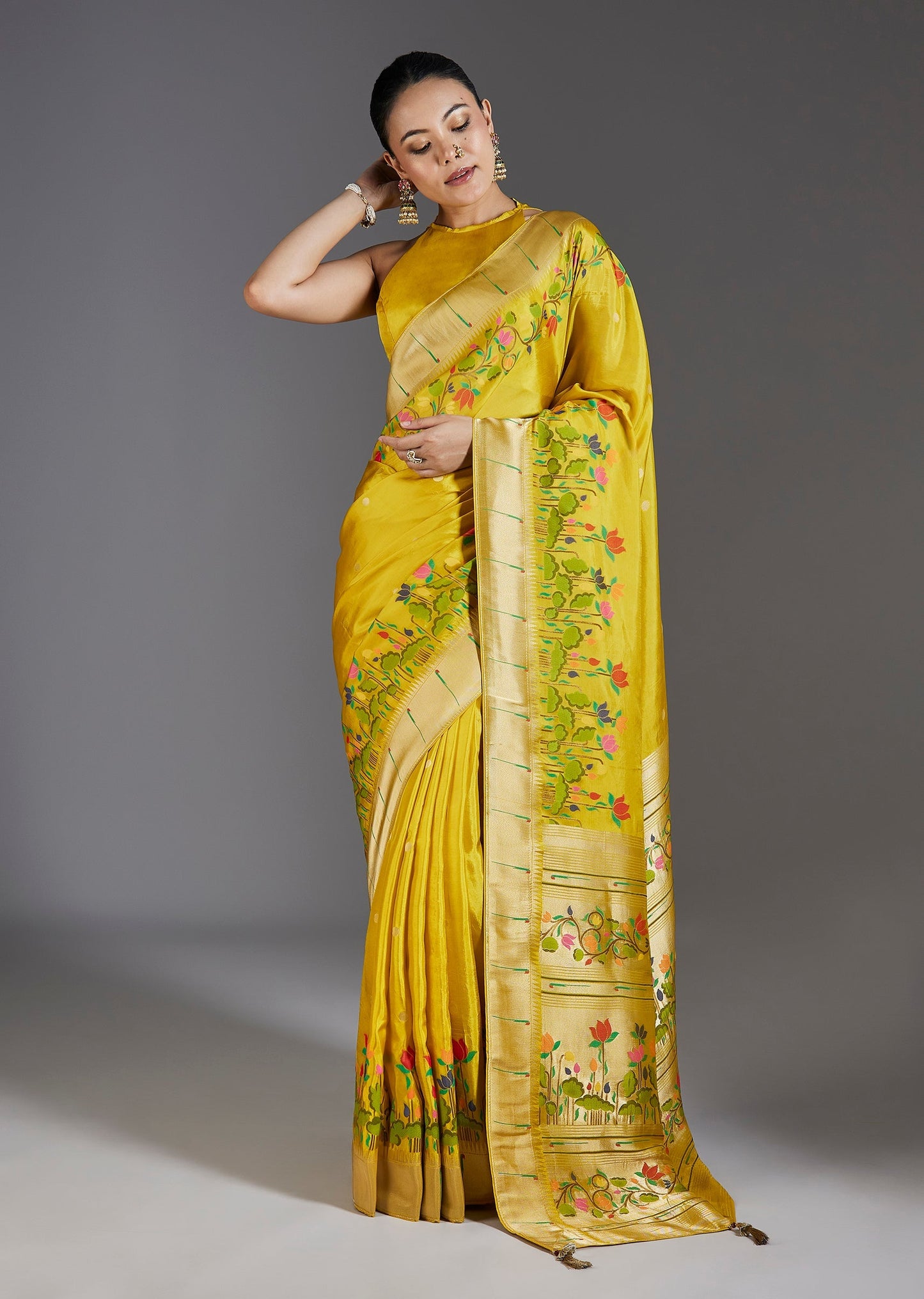 Yellow Dola Silk Saree