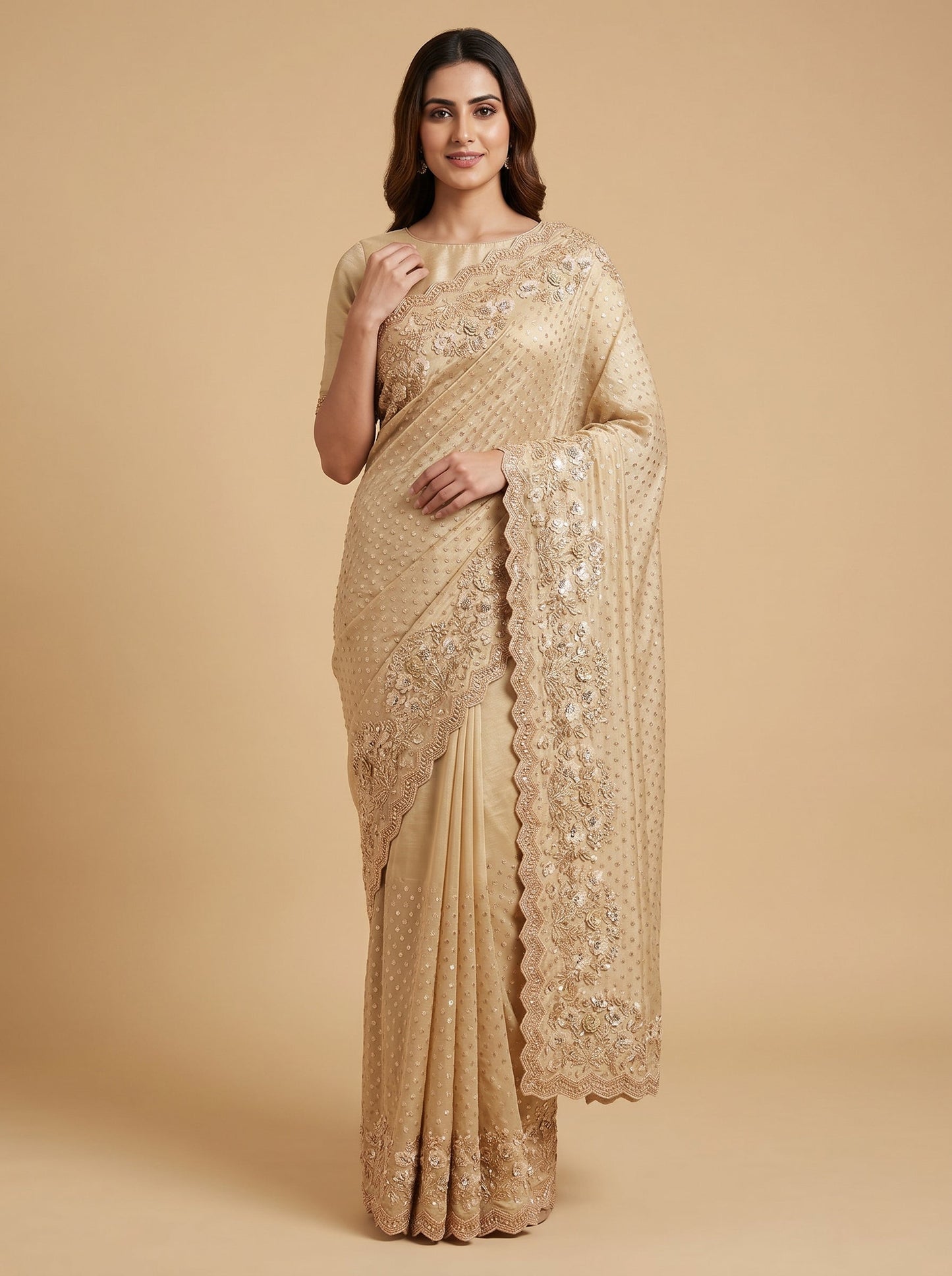 Yellow Embroidered Saree with Radiant Detailing