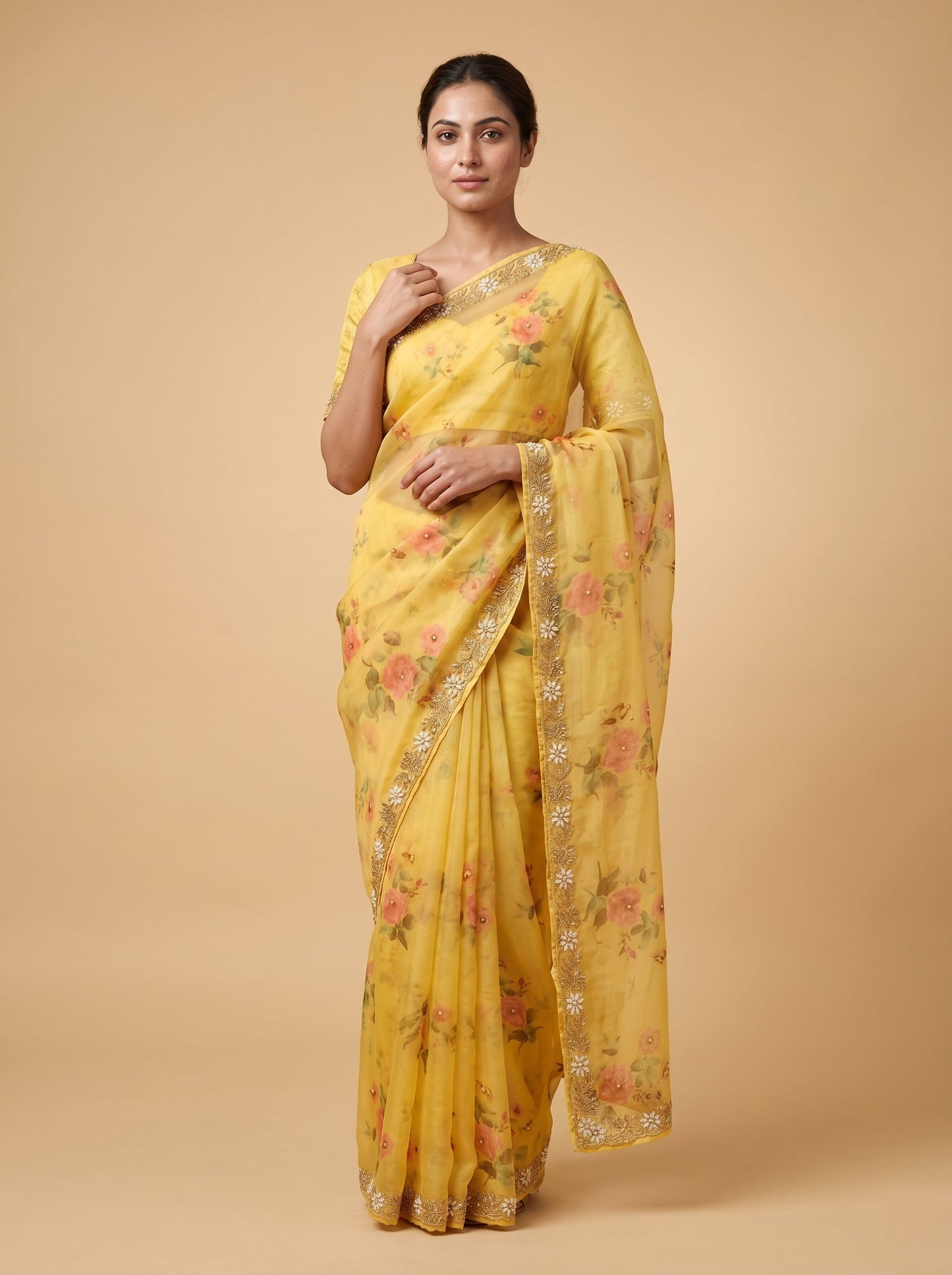 Yellow Radiant Embroidered Saree