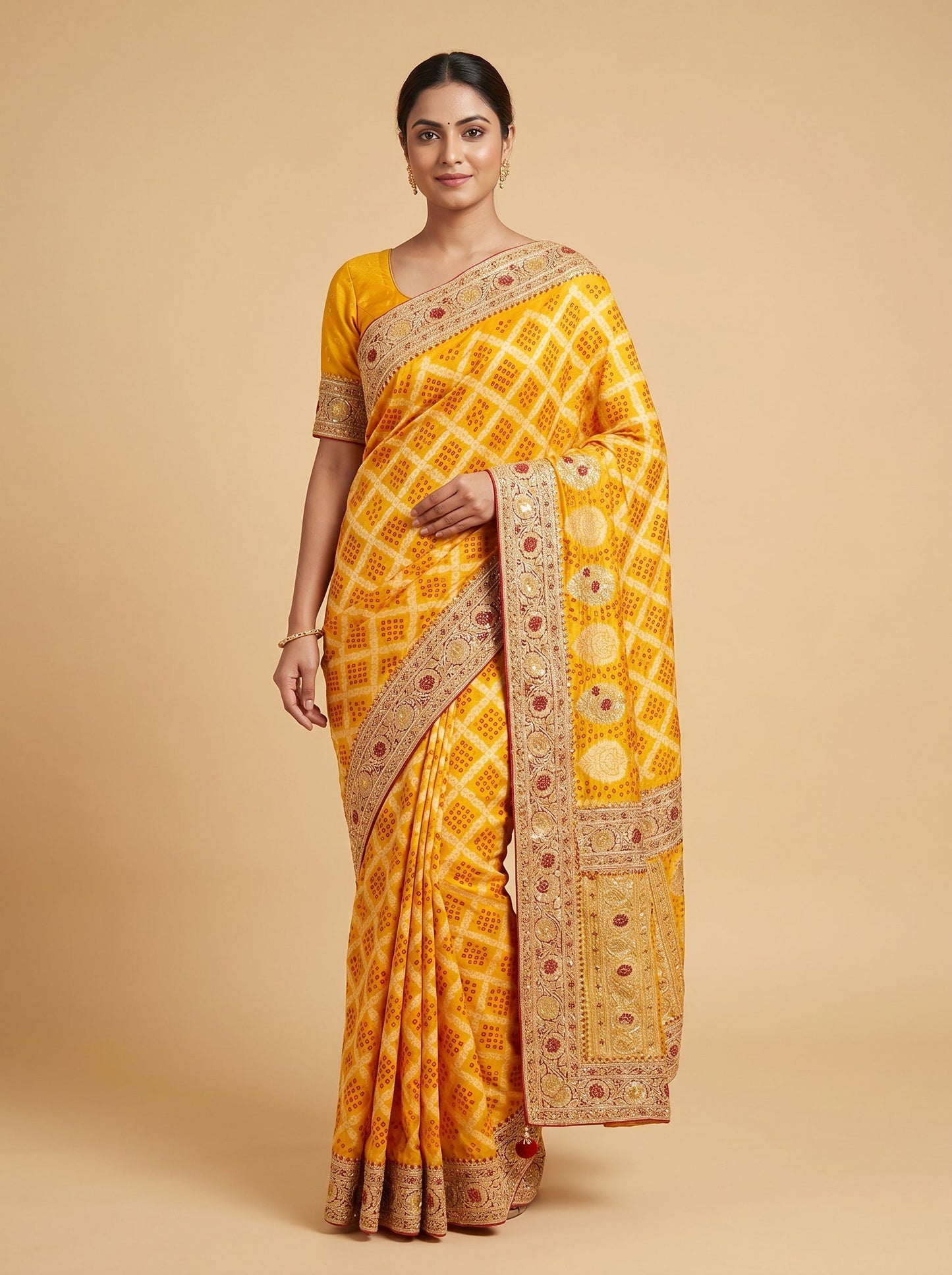Yellow Glowing Stitch Saree