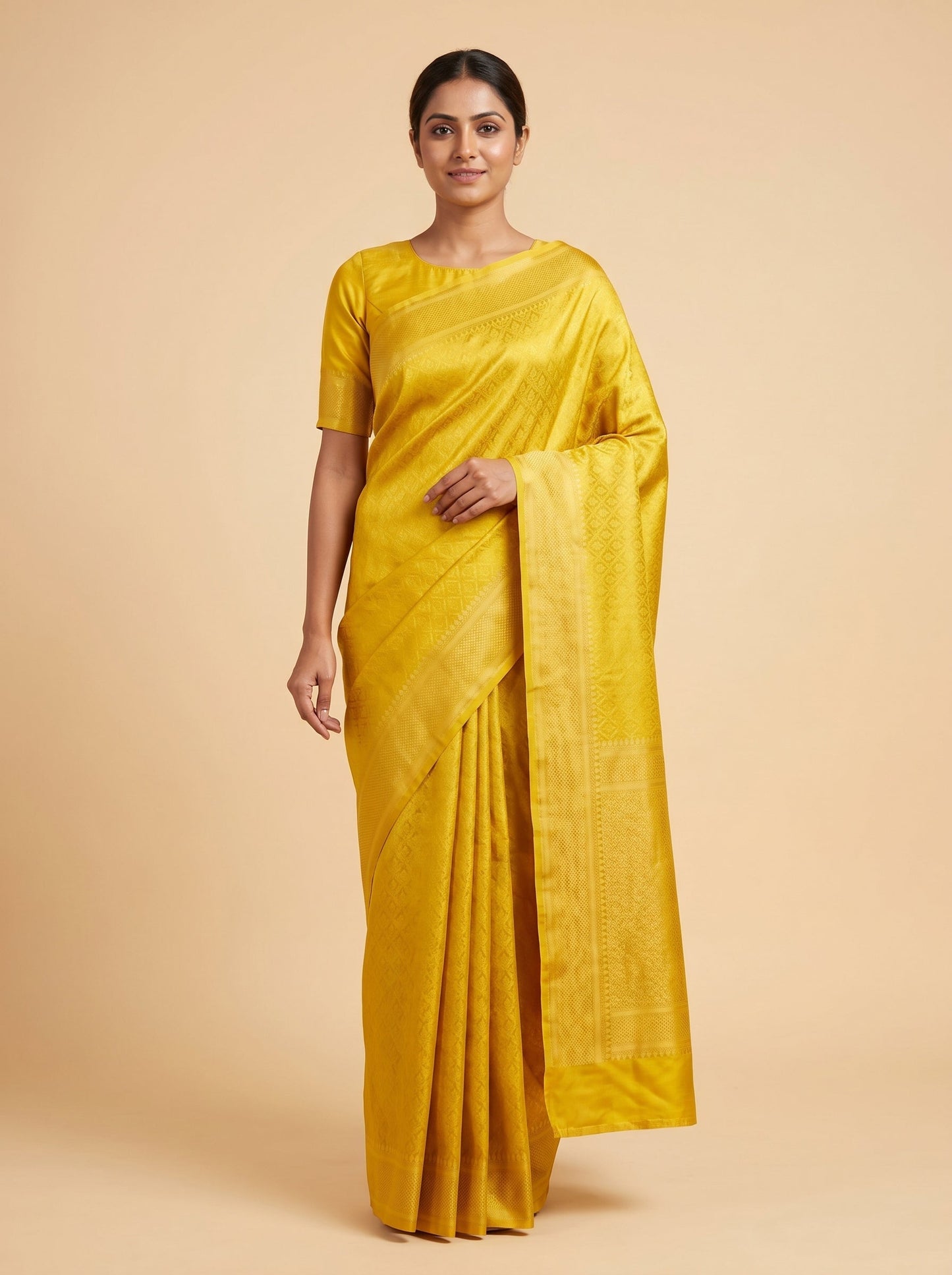 Yellow Handloom Saree with Sunlit Finish