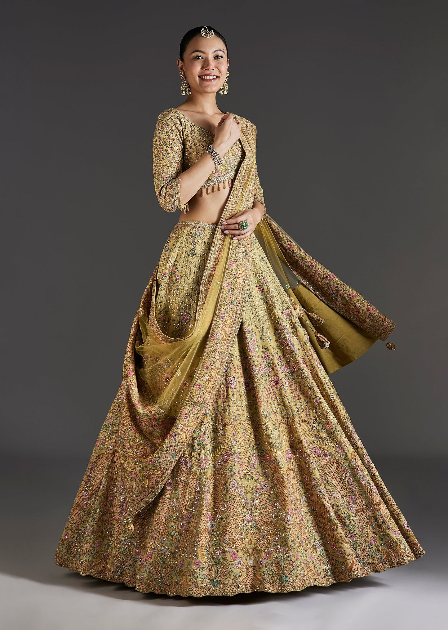 Yellow Lehenga With Beadwork Charm