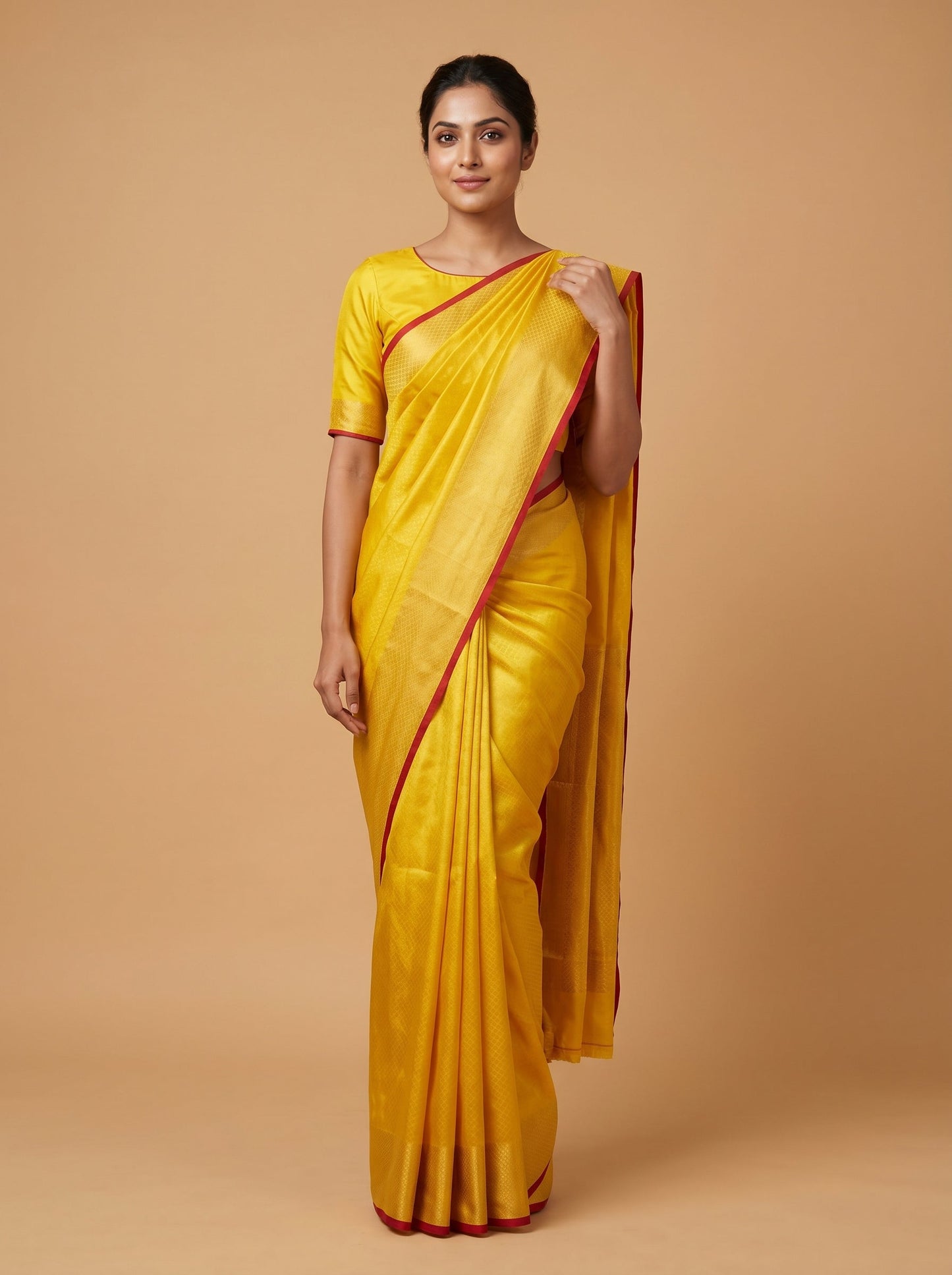 Yellow Luminous Fold Handloom Saree