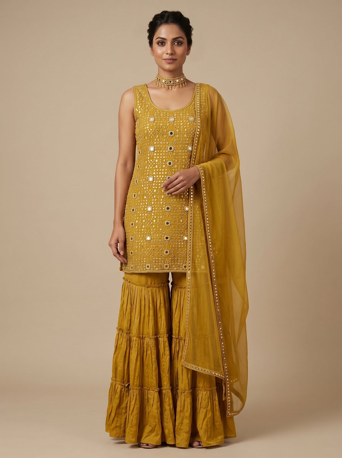 Yellow Zing Sharara Set