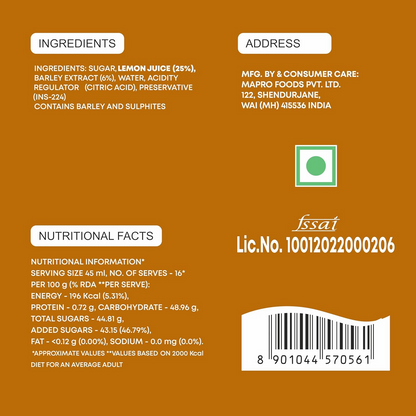 Mapro Lemon Gluten Free Barley Water
