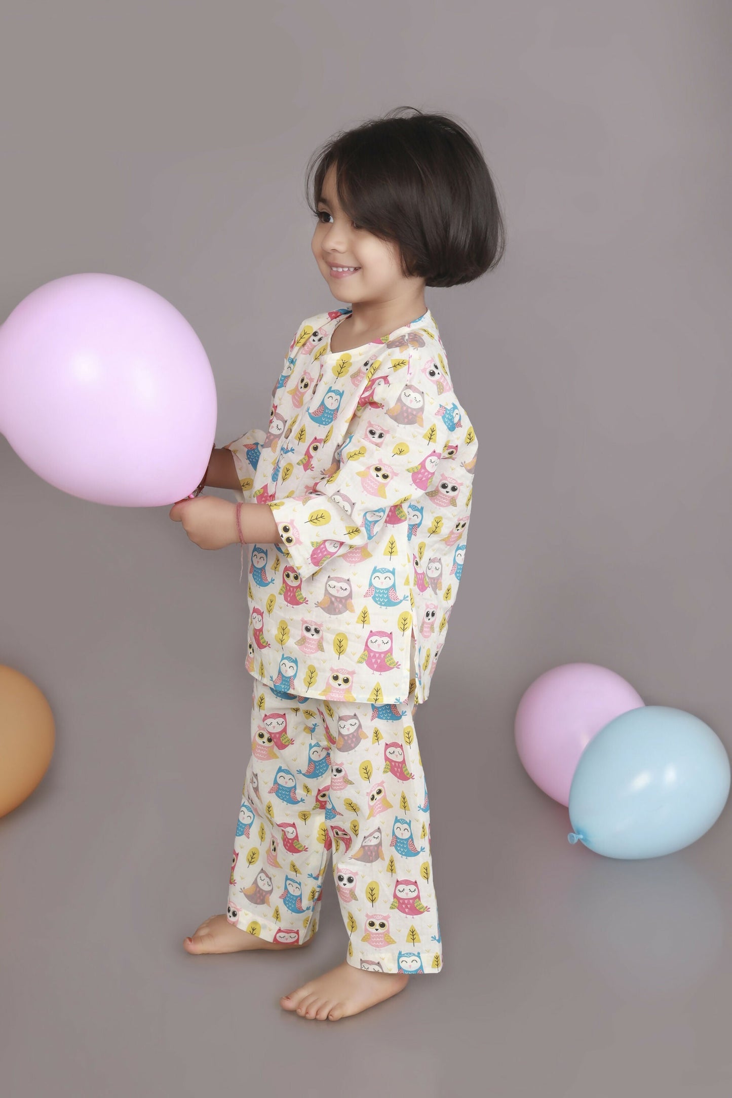 Breathables Wine Cotton Camel Print Night Suit For Kids