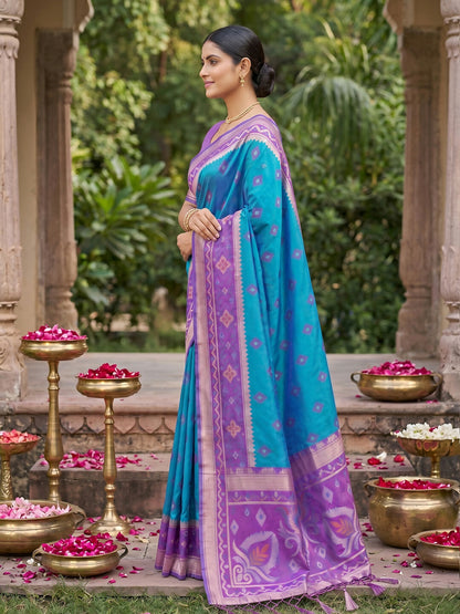 Shree Shyam Fashion Rama Blue Soft Silk Saree