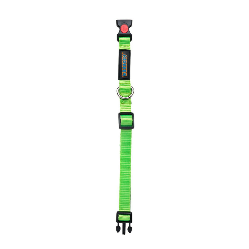 Waggety Padded Dog Collar - Adjustable, Comfortable Fit, Durable Polyester - Green