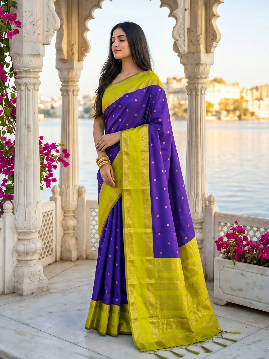 Shree Shyam Fashion Navy Blue Silk Blend Saree