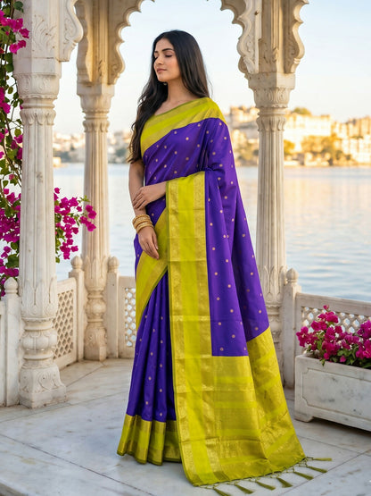 Shree Shyam Fashion Navy Blue Silk Blend Saree