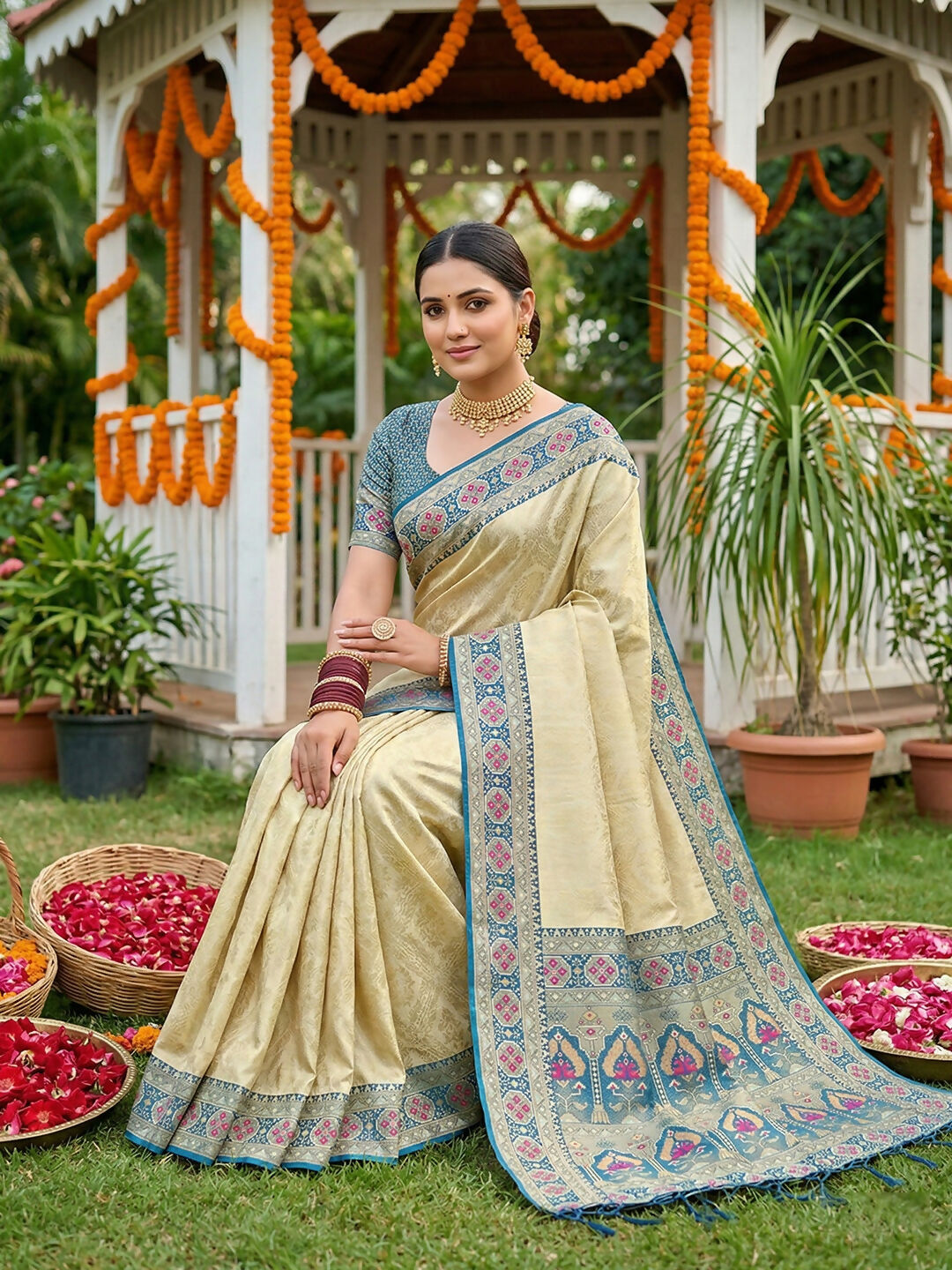 Shree Shyam Fashion Navy Blue Soft Silk Saree