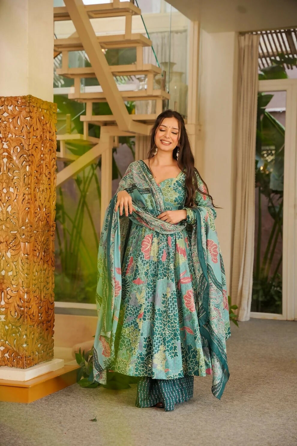 Aayaa Designer Cotton Silk Suit - Sky Blue