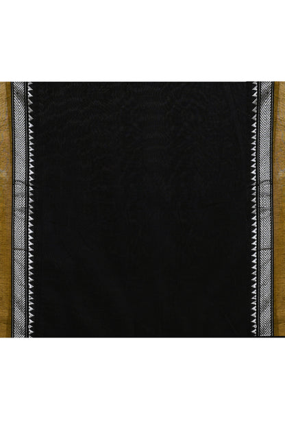 Piyari Fashion Women's Black Embellished Cotton Blend Jamdani Saree
