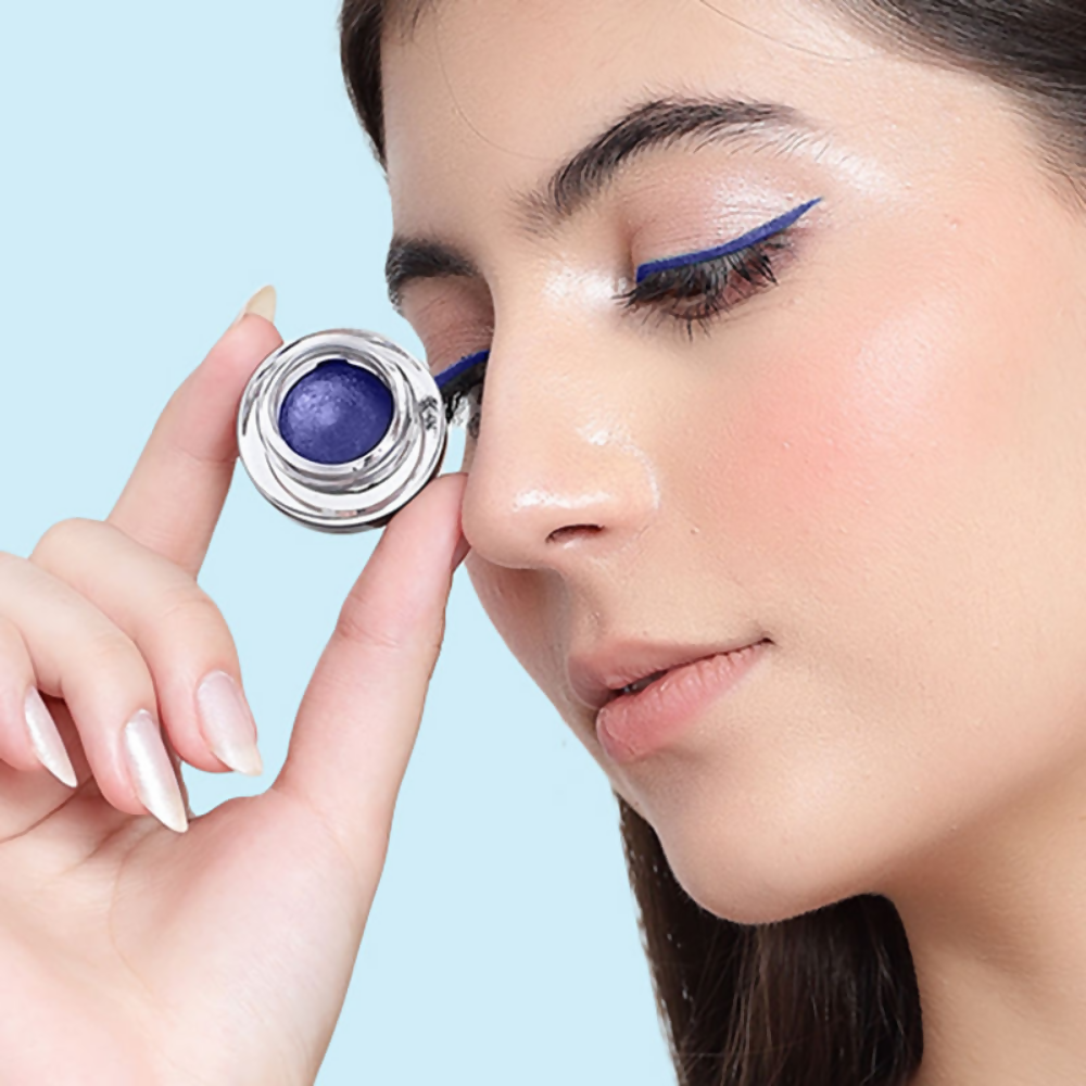 Ronzille 36Hr Waterproof And Smudge Proof Long Wear Gel Eyeliner With Brush - Black And Blue
