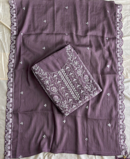 KC Lilac Pakistani Straight Suit For Women Chiffon