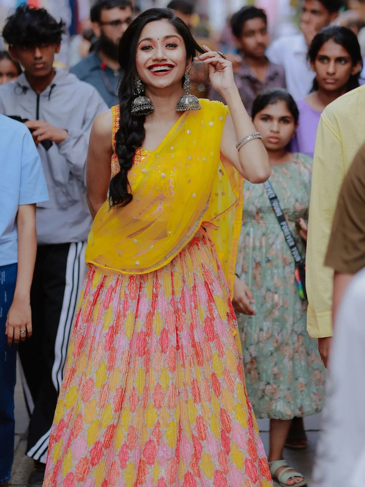 Tulsi Art Attractive Yellow Printed Organza Haldi Wear Lehenga Choli With Dupatta