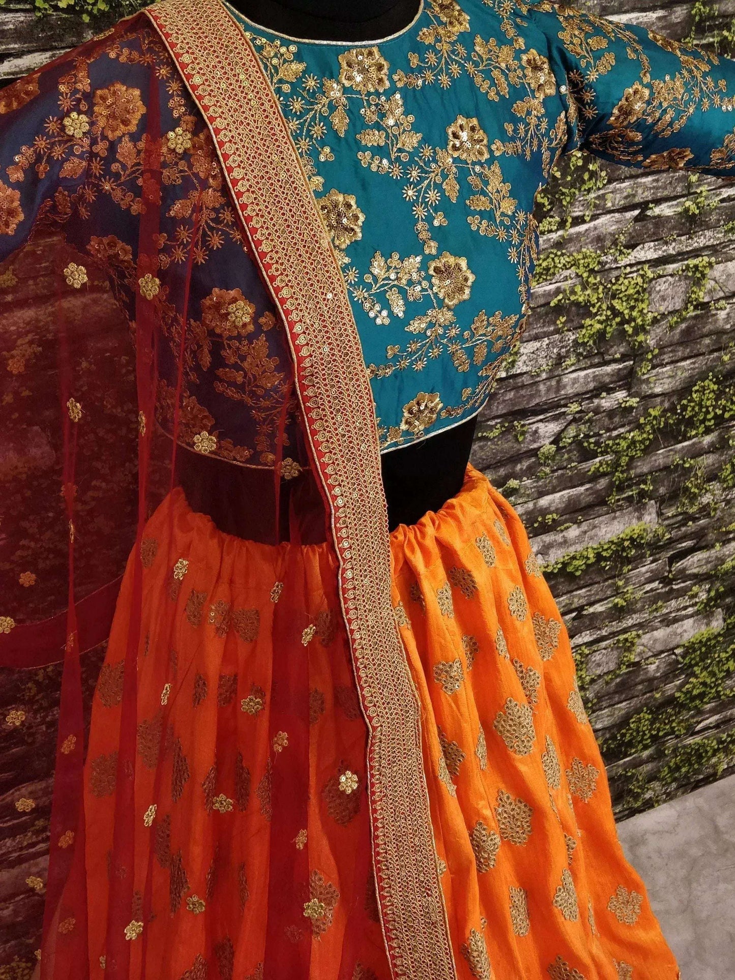 Tulsi Art Sabyasachi Teal Green-Yellow Bridal Lehenga Choli With Dupatta