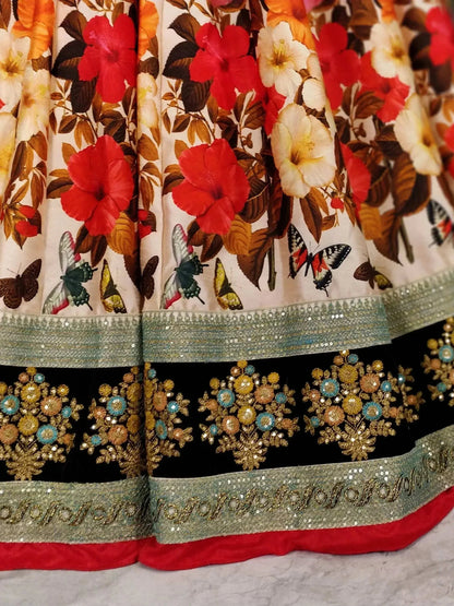 Tulsi Art Multi-Color Floral Printed Silk Wedding Lehenga Choli With Dupatta