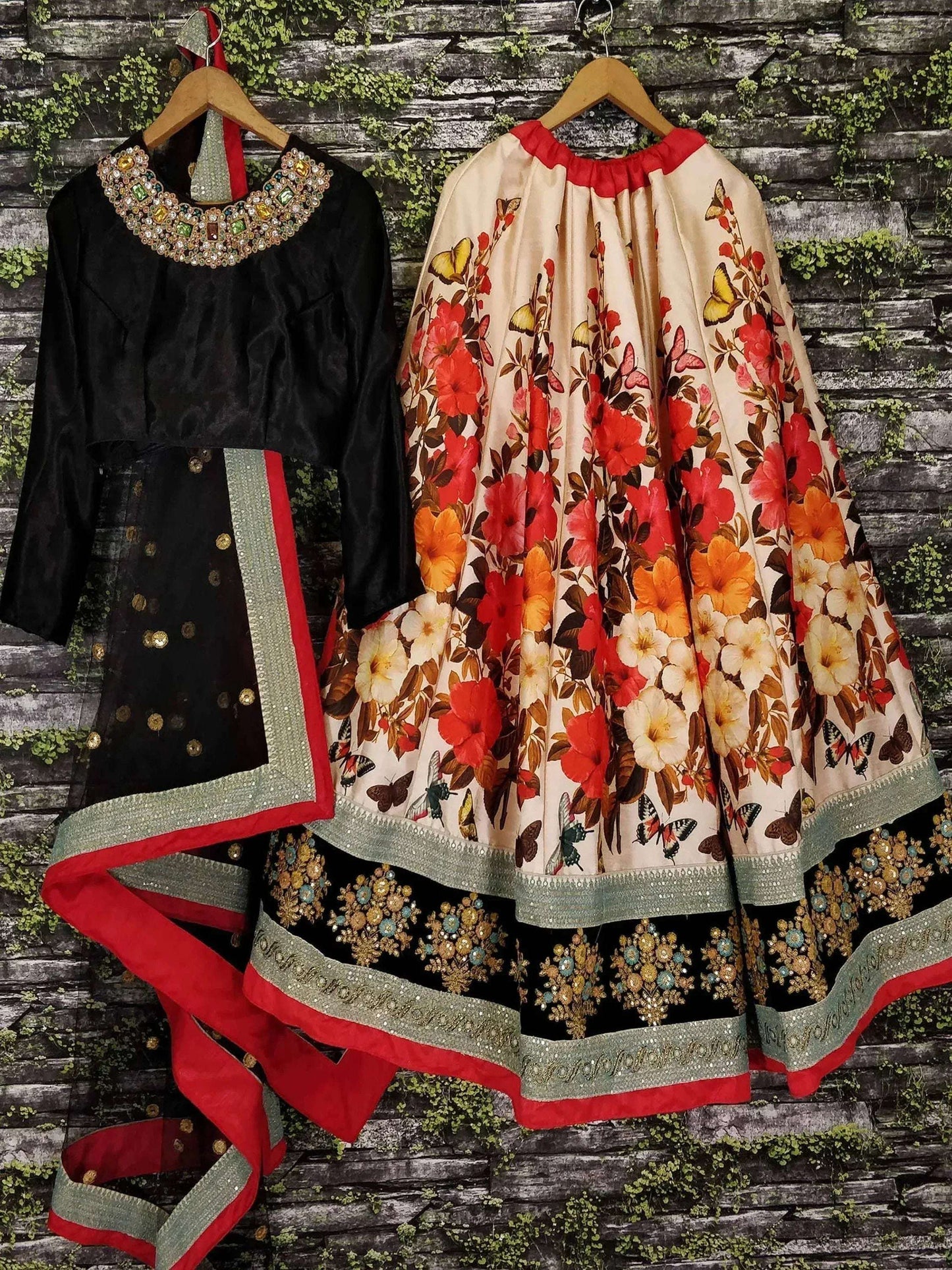 Tulsi Art Multi-Color Floral Printed Silk Wedding Lehenga Choli With Dupatta