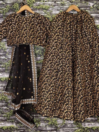 Tulsi Art Black Zari Embroidered Silk Bridal Lehenga Choli