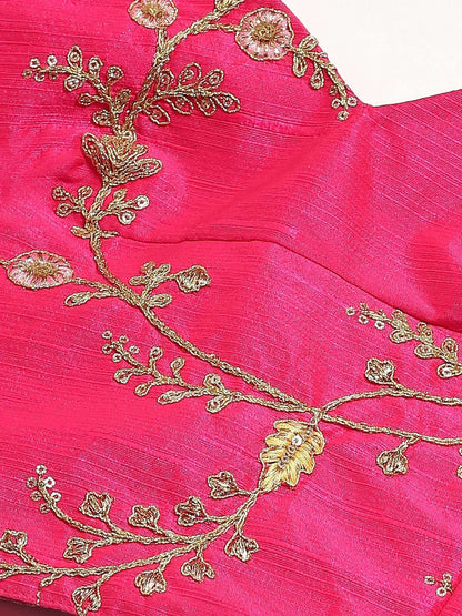 Tulsi Art Pink Embroidery Mulberry Silk Wedding Lehenga Choli