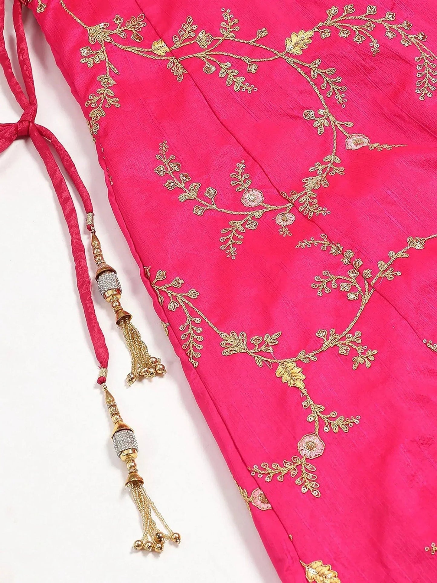 Tulsi Art Pink Embroidery Mulberry Silk Wedding Lehenga Choli