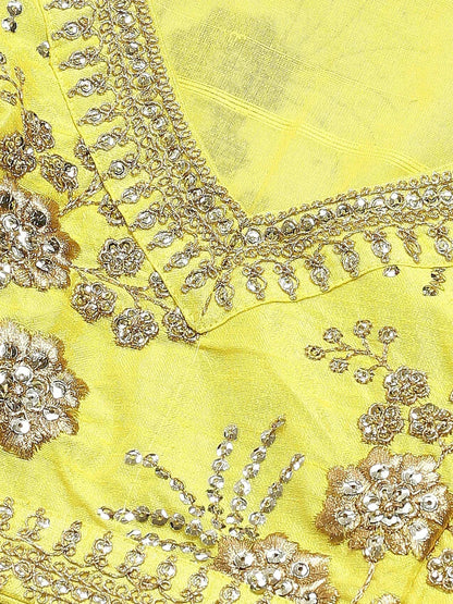 Tulsi Art Neon Embroidery Thai Silk Bridal Lehenga Choli