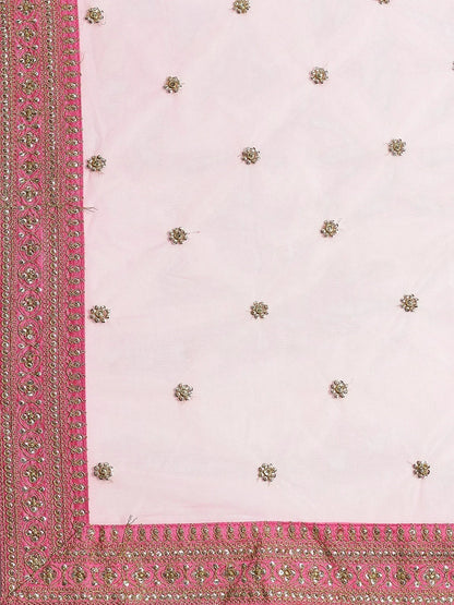 Tulsi Art Pink Embroidery Thai Silk Bridal Lehenga Choli
