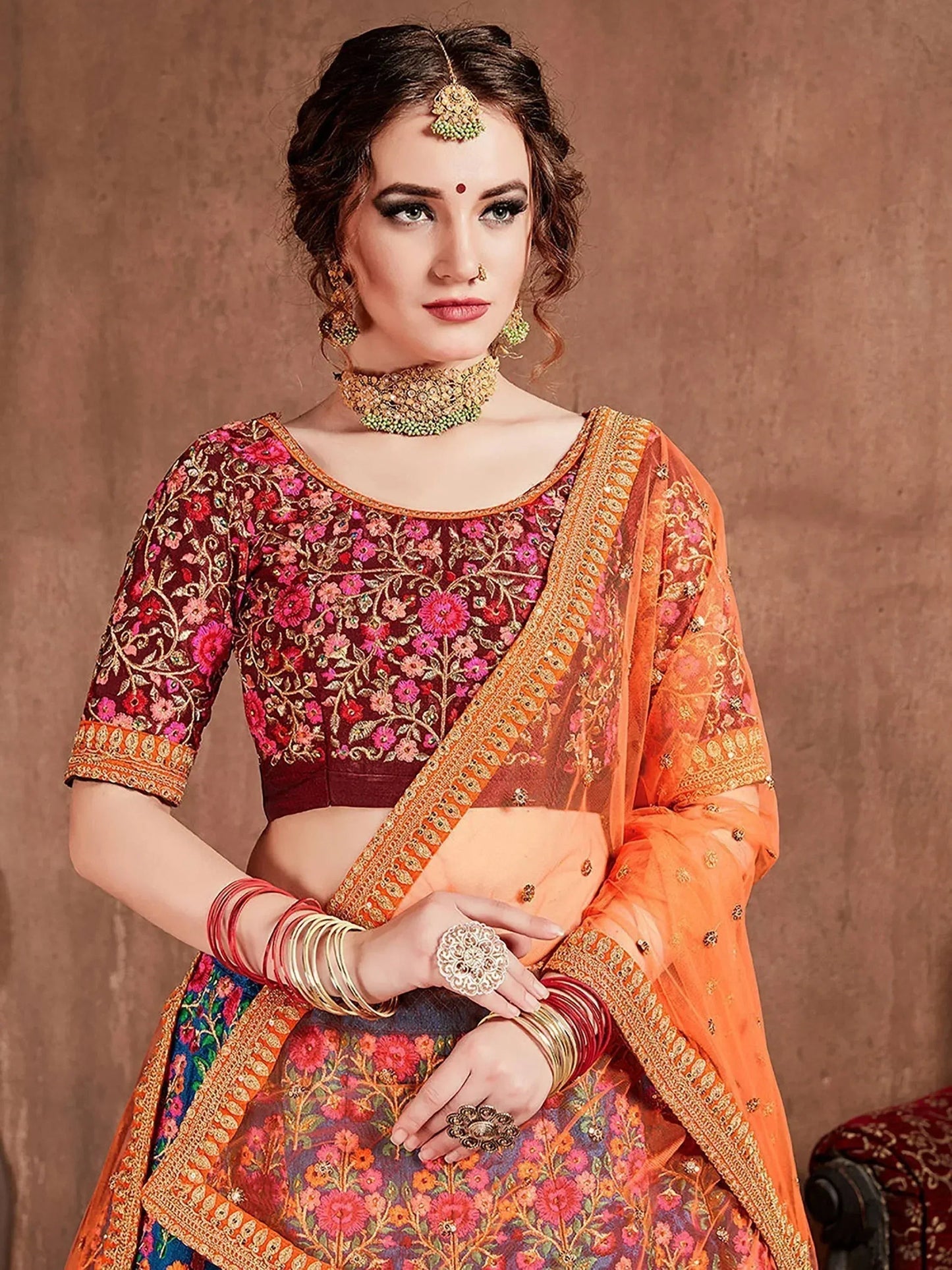 Tulsi Art Blue Heavy Embroidered Silk Wedding Lehenga Choli