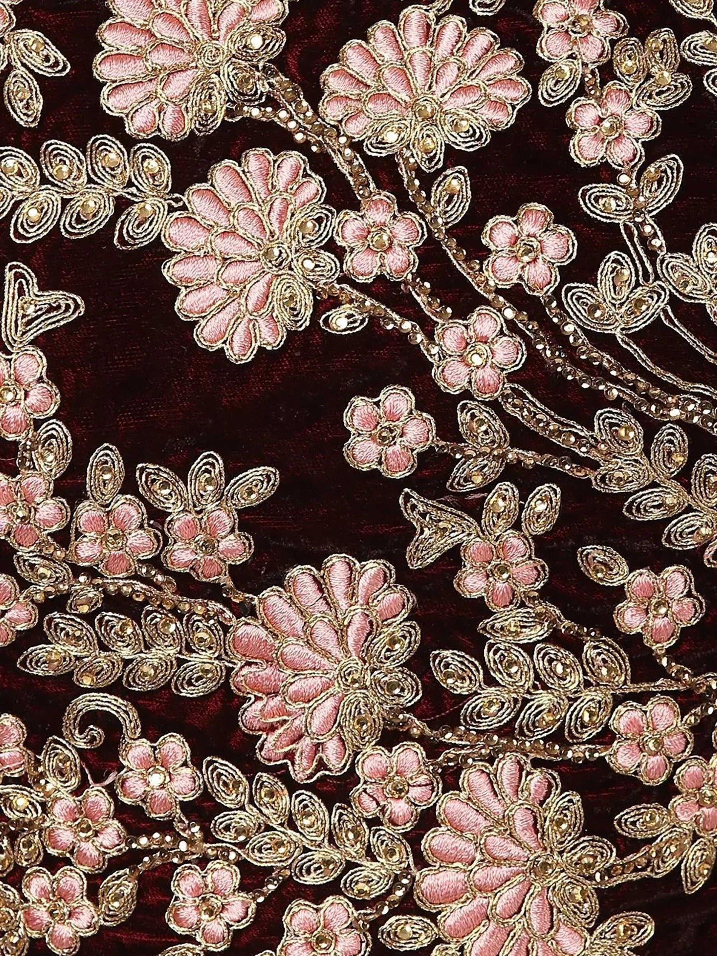 Tulsi Art Maroon Embroidered Pure Velvet Bridal Wedding Lehenga Choli For Women