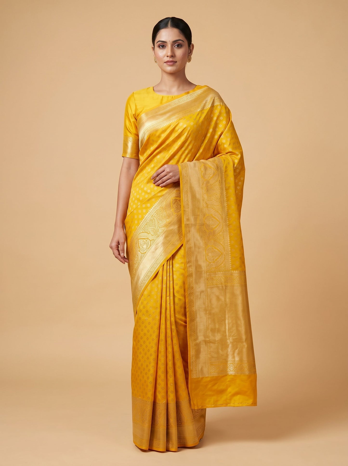Zesty Lemon Burst Handloom Saree